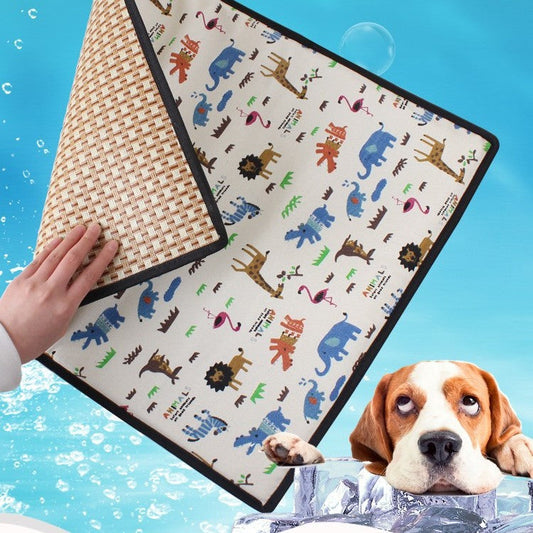 KFX-6714557 Reversible Pet Mat for Dogs Under 30 Pounds – Plant Vine Woven Material with Kitten Pattern