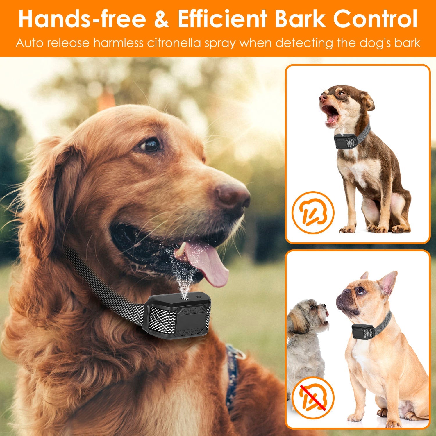 KFX-6715965 Citronella Spray Bark Collar for Dogs - Humane Anti-Barking Control, Waterproof and Rechargeable with Adjustable Fit