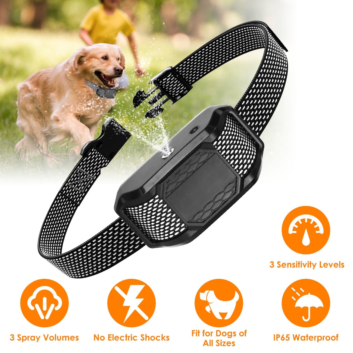 KFX-6715965 Citronella Spray Bark Collar for Dogs - Humane Anti-Barking Control, Waterproof and Rechargeable with Adjustable Fit
