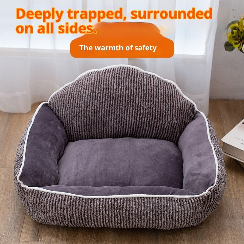 KFX-6716733 Plush Pet Sofa for Small to Medium Dogs and Cats - Stripe Design, 60x50cm
