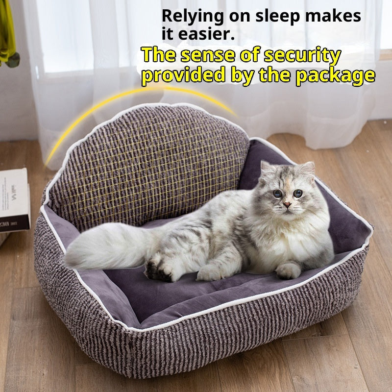 KFX-6716733 Plush Pet Sofa for Small to Medium Dogs and Cats - Stripe Design, 60x50cm