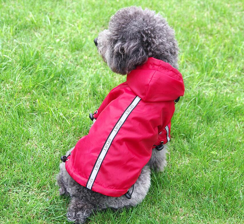 KFX-6716861 Waterproof Hooded Warm Pet Dog Raincoat in Yellow, Blue, and Red