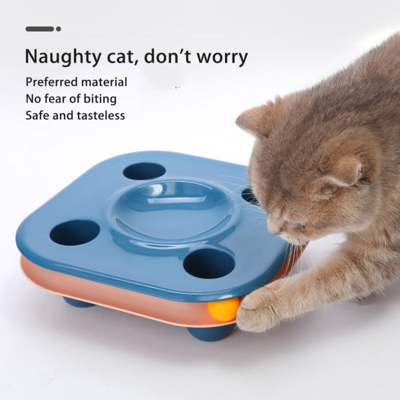 KFX-6718653 Multifunctional Cat Food Bowl and Track Toy with Amusement Plate for Intelligent Eating
