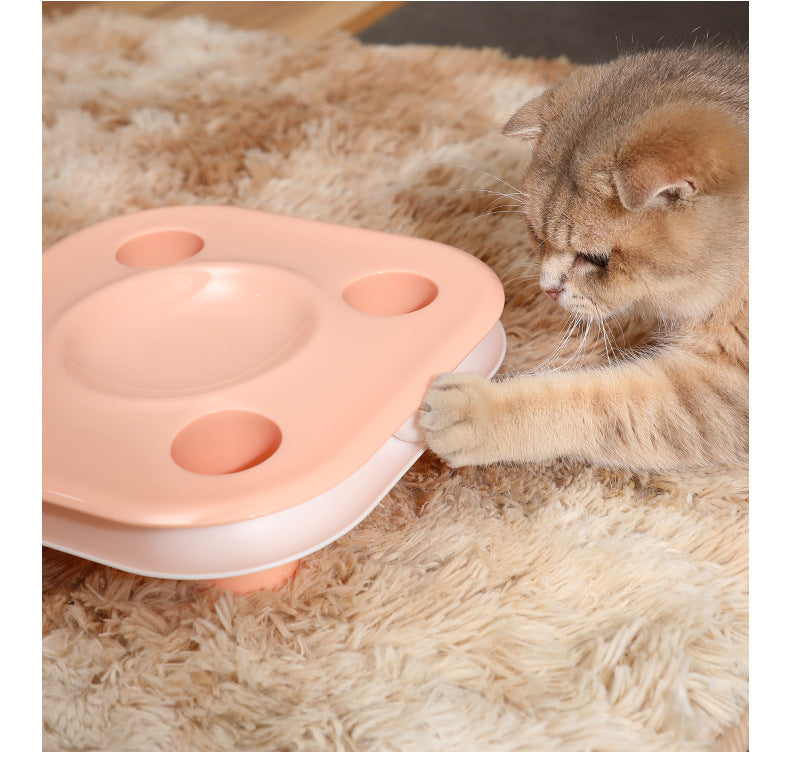 KFX-6718653 Multifunctional Cat Food Bowl and Track Toy with Amusement Plate for Intelligent Eating