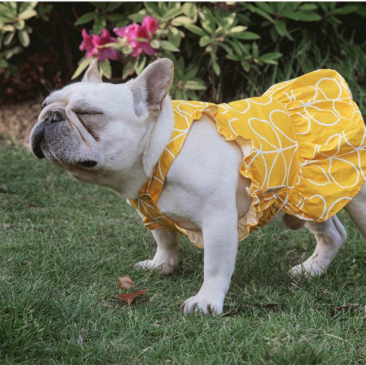 KFX-6720061 Cotton Cartoon Print Pet Dress Skirt in Pink and Yellow, Sizes 1 to 6