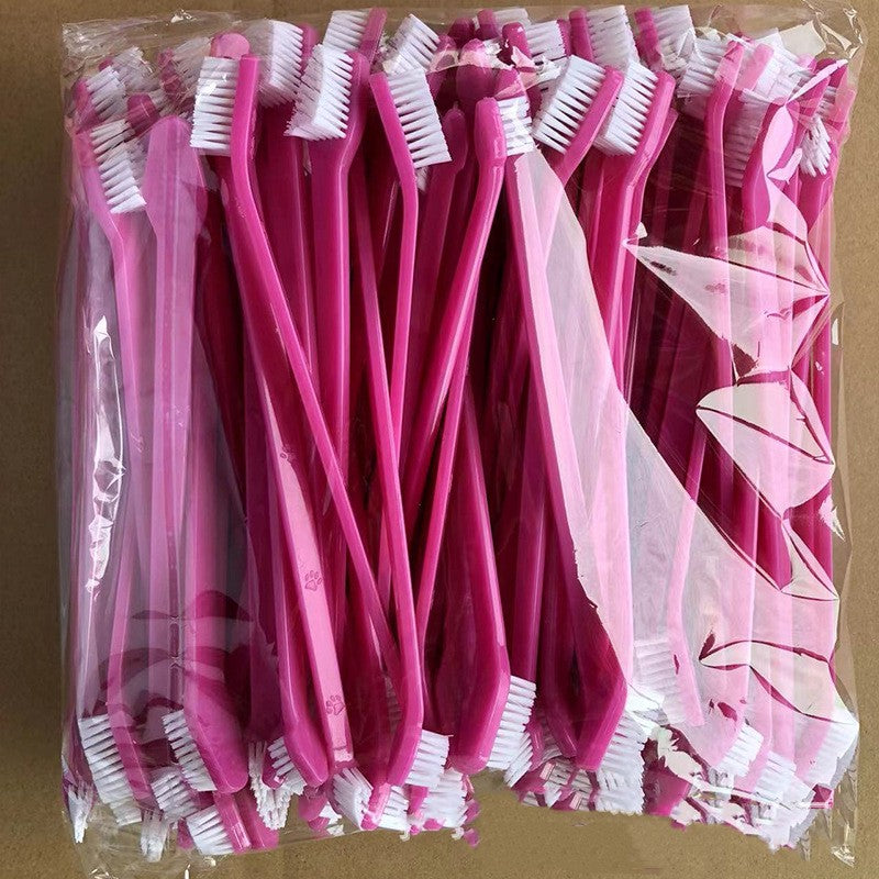 KFX-6720317 Pet Long Handle Double Head Toothbrush for Gingival Care in Various Colors