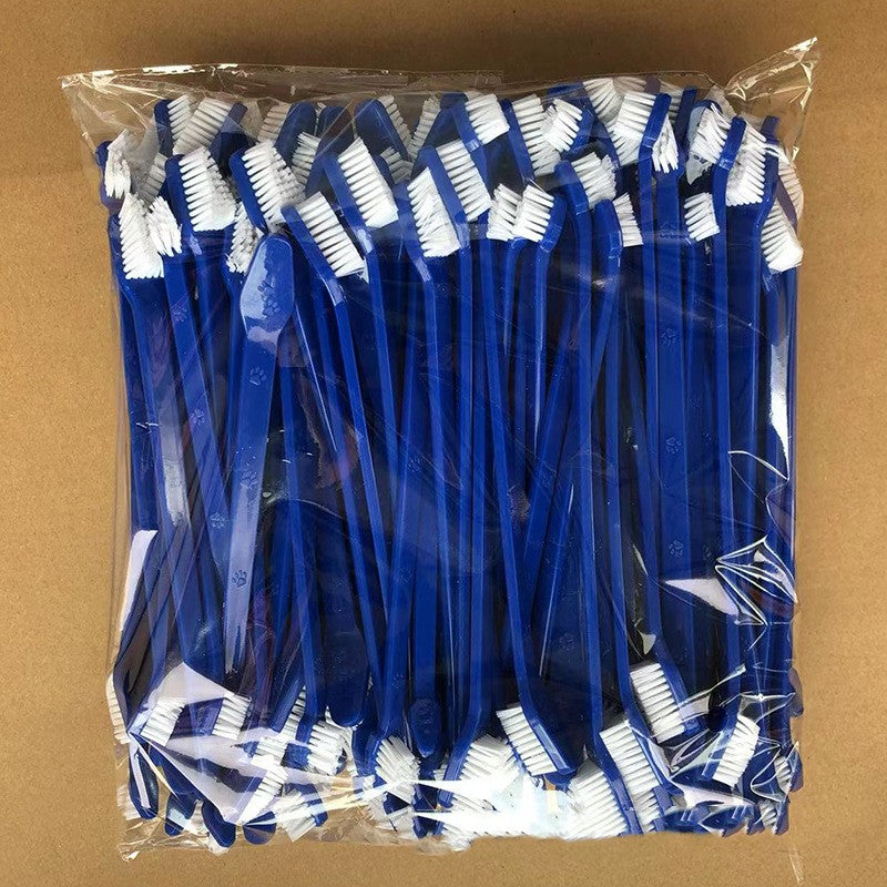 KFX-6720317 Pet Long Handle Double Head Toothbrush for Gingival Care in Various Colors