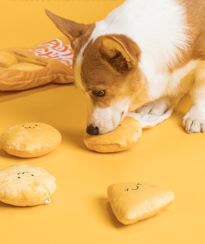 KFX-6721085 Plush Educational Dog Toy Set - Creative Sounding, Bite Resistant, Orange Bread Design