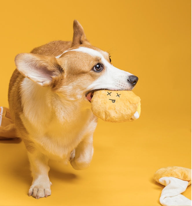 KFX-6721085 Plush Educational Dog Toy Set - Creative Sounding, Bite Resistant, Orange Bread Design
