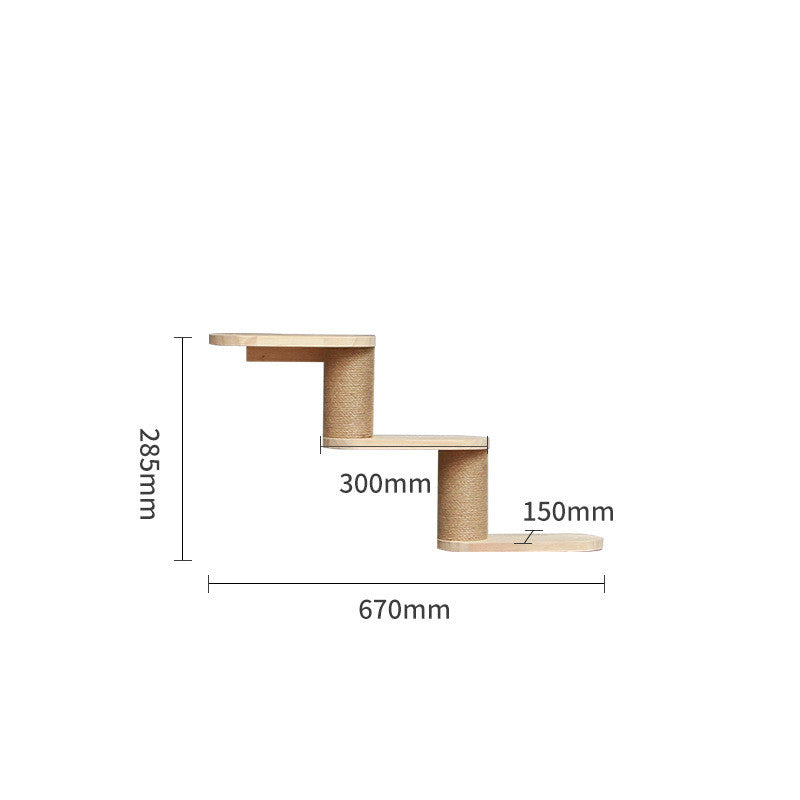 KFX-6721725 Wall-Mounted Solid Wood Cat Climbing Frame with Platforms, Ladders, and Accessories