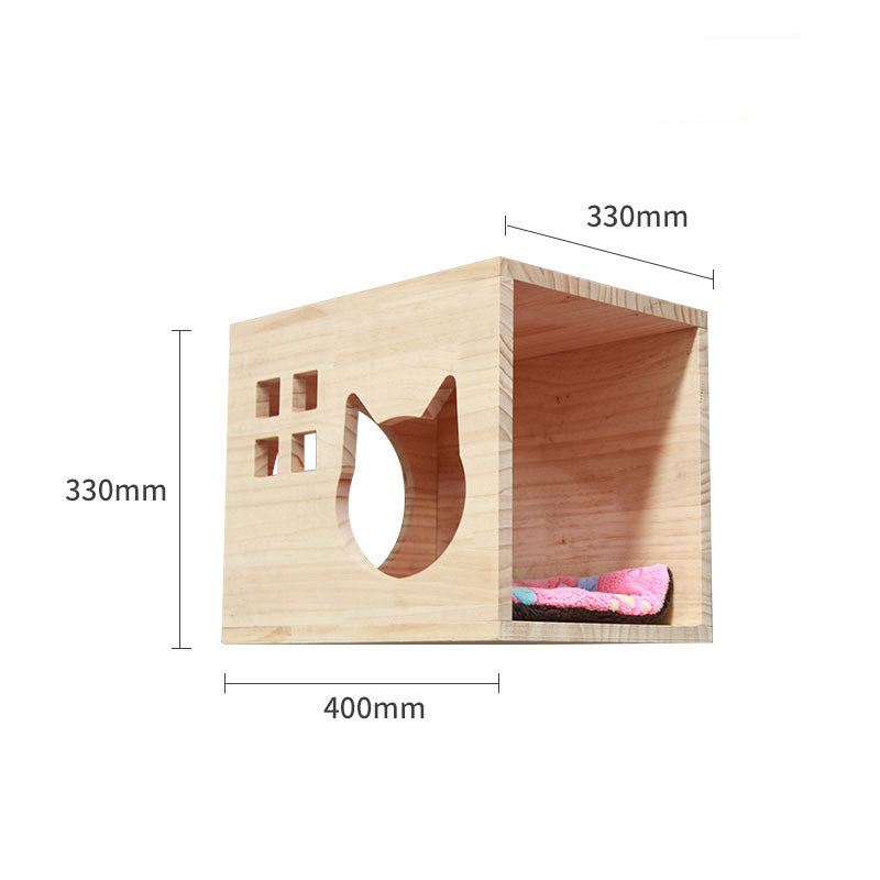 KFX-6721725 Wall-Mounted Solid Wood Cat Climbing Frame with Platforms, Ladders, and Accessories