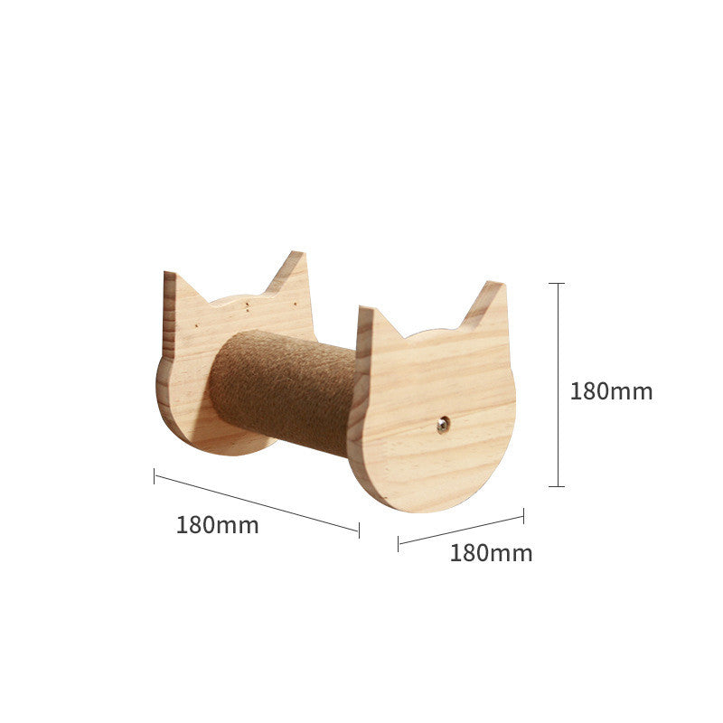 KFX-6721725 Wall-Mounted Solid Wood Cat Climbing Frame with Platforms, Ladders, and Accessories
