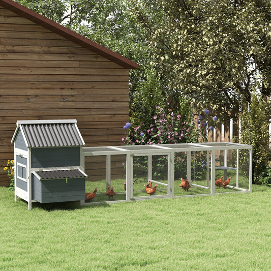 KFX-6722109 Extra Large Wooden Chicken Coop with Nesting Boxes and Run Cage - Accommodates 10-15 Chickens