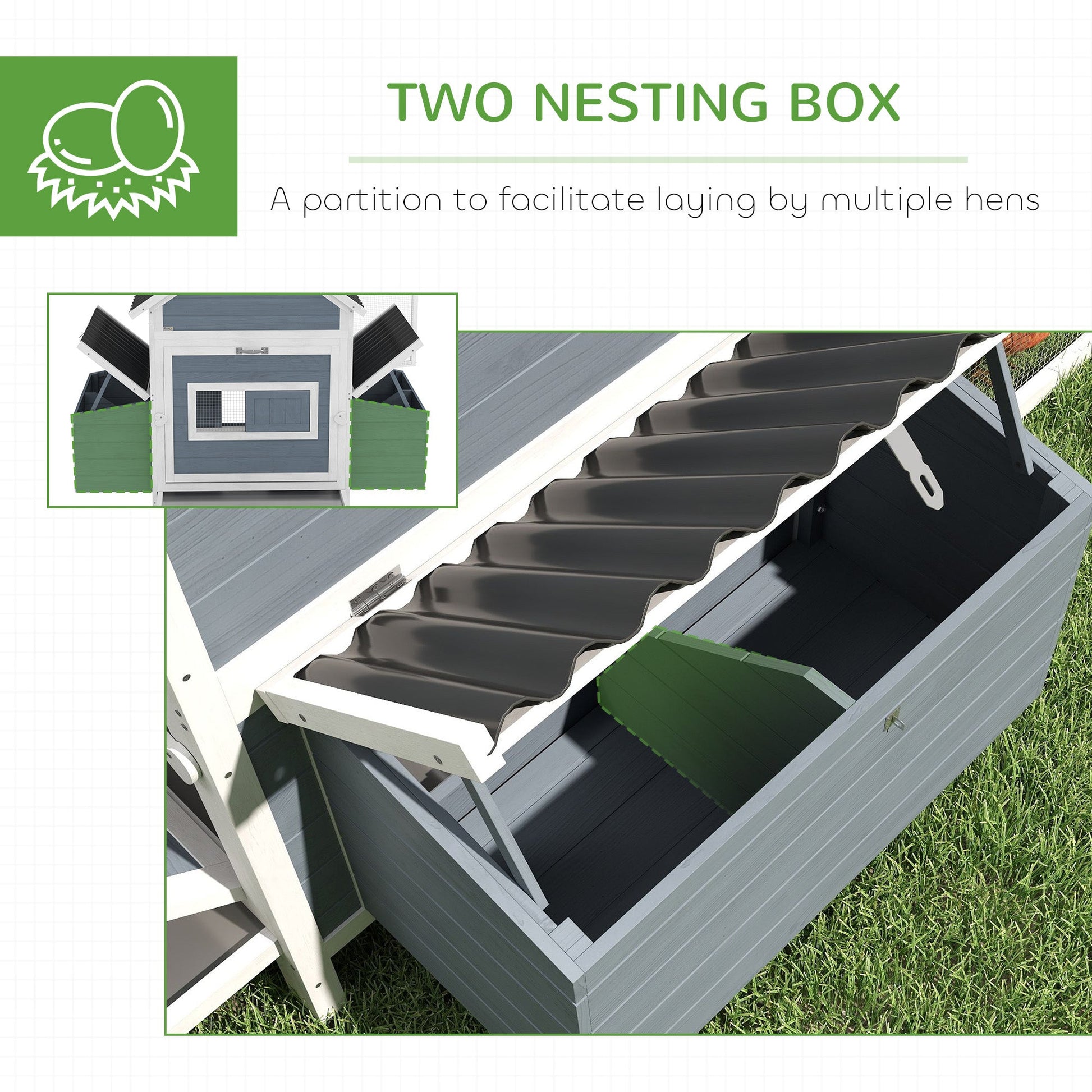 KFX-6722109 Extra Large Wooden Chicken Coop with Nesting Boxes and Run Cage - Accommodates 10-15 Chickens