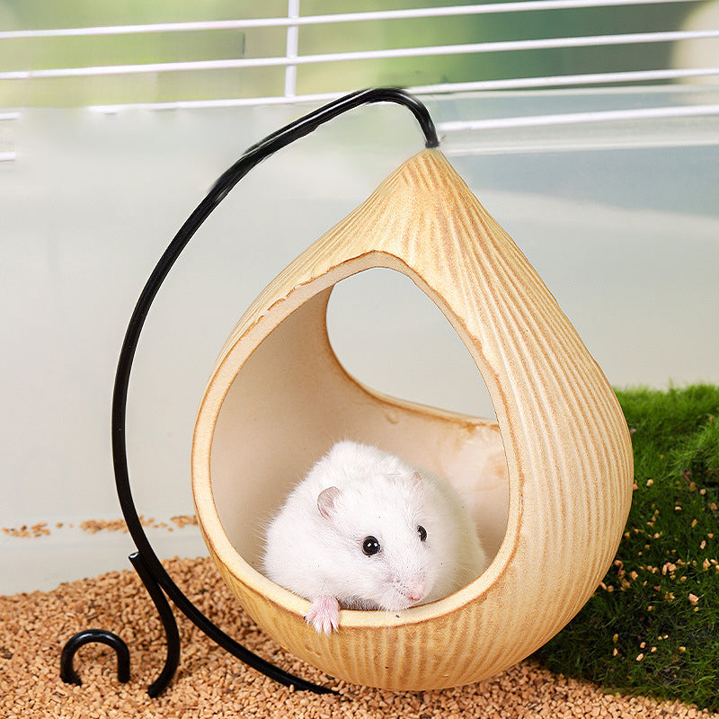 KFX-6722493 Hamster Swing Cradle Hammock Ceramic Hideaway for Small Pets - Fun and Cozy Space