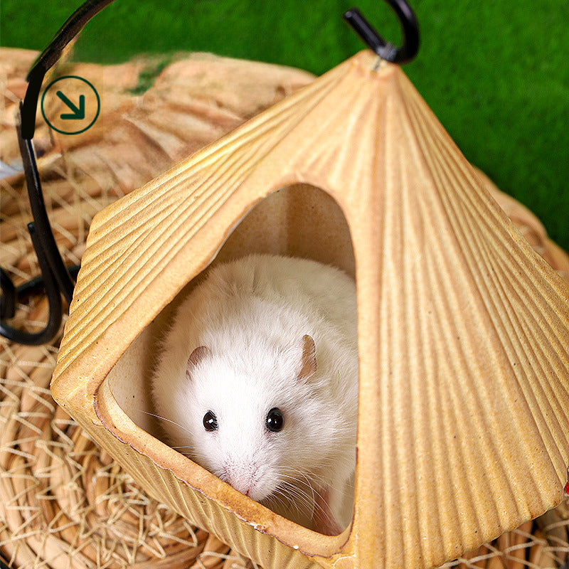 KFX-6722493 Hamster Swing Cradle Hammock Ceramic Hideaway for Small Pets - Fun and Cozy Space
