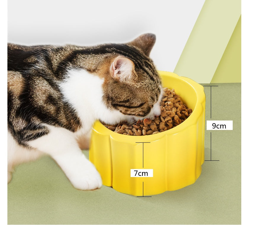 KFX-6724413 Sunflower Ceramic Cat and Dog Bowl - 200ml Capacity, 8x10x14.5cm Size