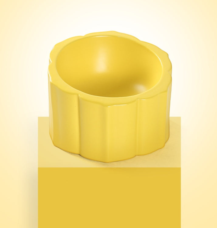 KFX-6724413 Sunflower Ceramic Cat and Dog Bowl - 200ml Capacity, 8x10x14.5cm Size