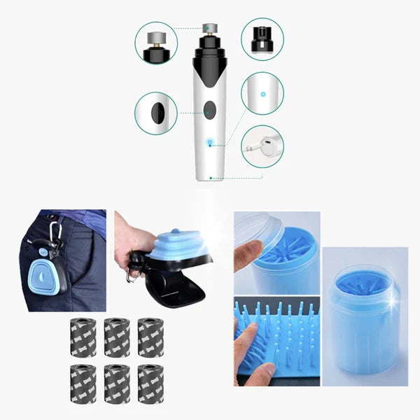 KFX-6726077 Dog Sanitary Care Set: Nail Grinder, Paw Grooming Kit, Toilet, Foot Washer, Garbage Bags