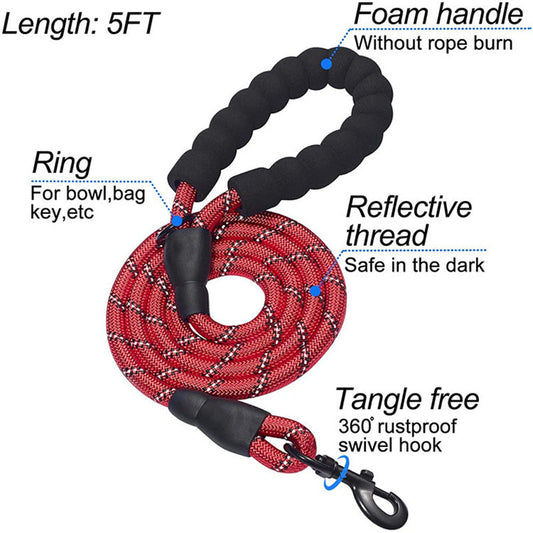 KFX-6727485 Reflective Nylon Dog Leash with Traction Belt and Chest Strap Design
