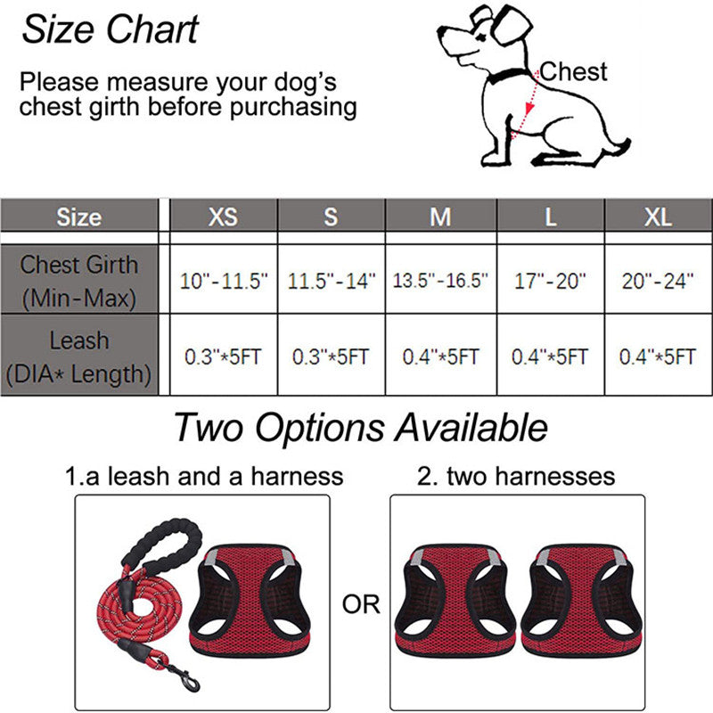KFX-6727485 Reflective Nylon Dog Leash with Traction Belt and Chest Strap Design