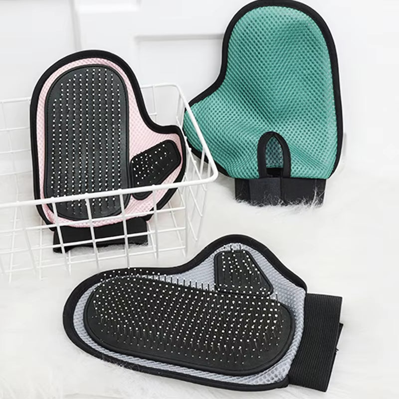KFX-6729789 Pet Grooming Glove for Bathing and Massage, Silicone Hair Removal Tool for Dogs and Cats