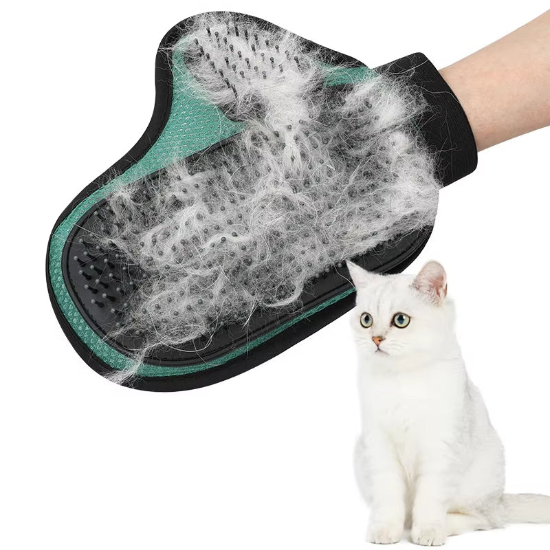 KFX-6729789 Pet Grooming Glove for Bathing and Massage, Silicone Hair Removal Tool for Dogs and Cats