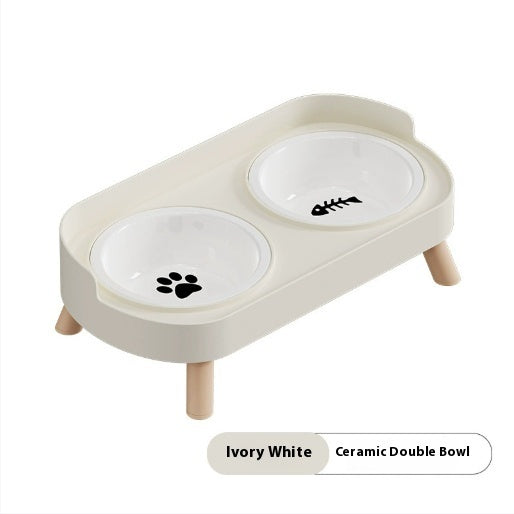 KFX-6730173 Double Bowl Stainless Steel and Ceramic Feeding Station for Cats - Available in Multiple Colors