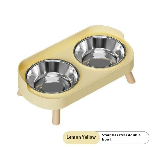 KFX-6730173 Double Bowl Stainless Steel and Ceramic Feeding Station for Cats - Available in Multiple Colors