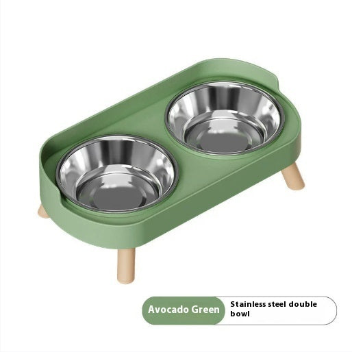 KFX-6730173 Double Bowl Stainless Steel and Ceramic Feeding Station for Cats - Available in Multiple Colors