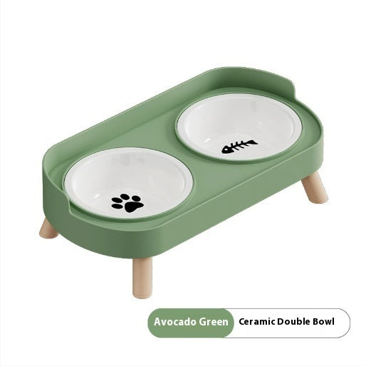 KFX-6730173 Double Bowl Stainless Steel and Ceramic Feeding Station for Cats - Available in Multiple Colors