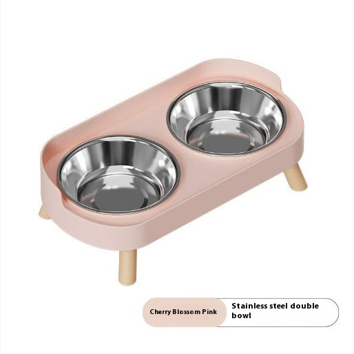 KFX-6730173 Double Bowl Stainless Steel and Ceramic Feeding Station for Cats - Available in Multiple Colors