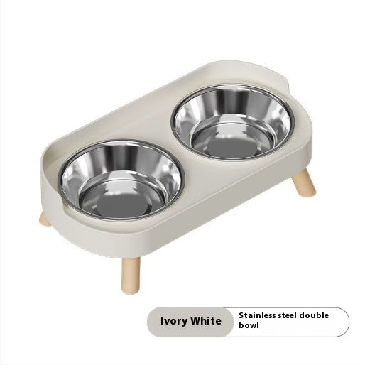 KFX-6730173 Double Bowl Stainless Steel and Ceramic Feeding Station for Cats - Available in Multiple Colors