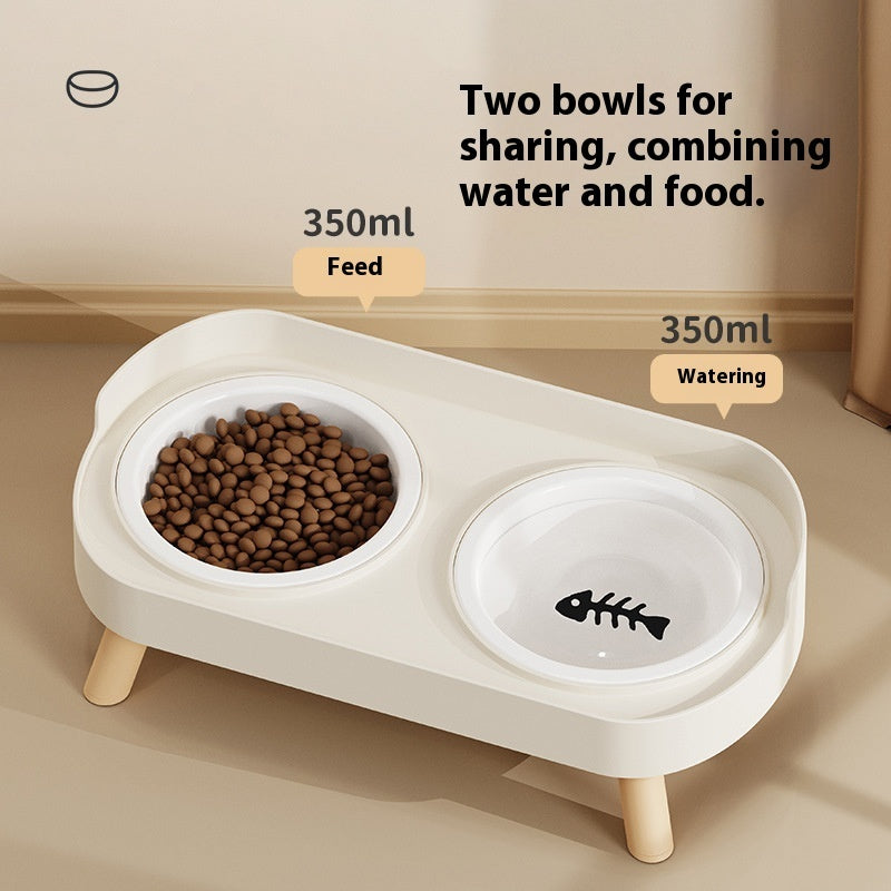 KFX-6730173 Double Bowl Stainless Steel and Ceramic Feeding Station for Cats - Available in Multiple Colors
