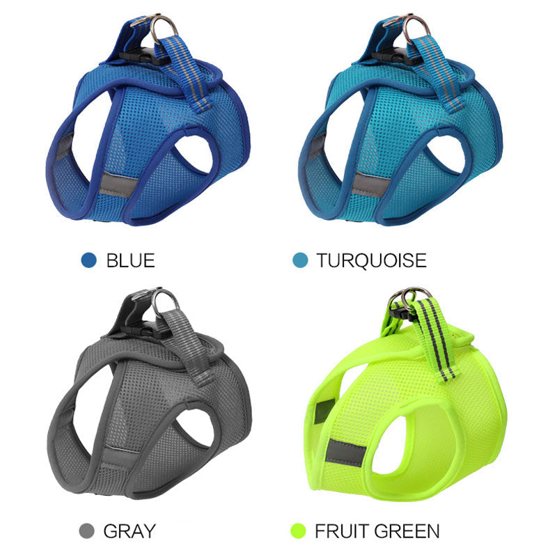 KFX-6733245 Comfortable Anti-Strike Cat Harness for Easy Outdoor Walks - Available in Blue, Turquoise Green, Silver Gray, and Fruit Green