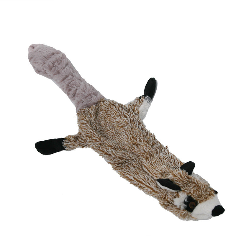 KFX-6733629 Plush Animal Pet Toy with Squeaker - Corduroy Black Squirrel, Raccoon, Rabbit, Wolf, Tiger, Leopard, Lion