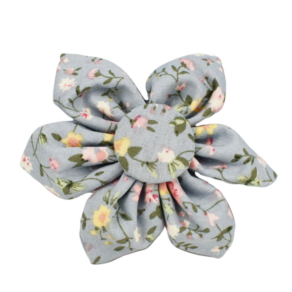KFX-6733757 Blue Floral Dog Collar and Leash Set with Bow and Accessories for Pet Accessories