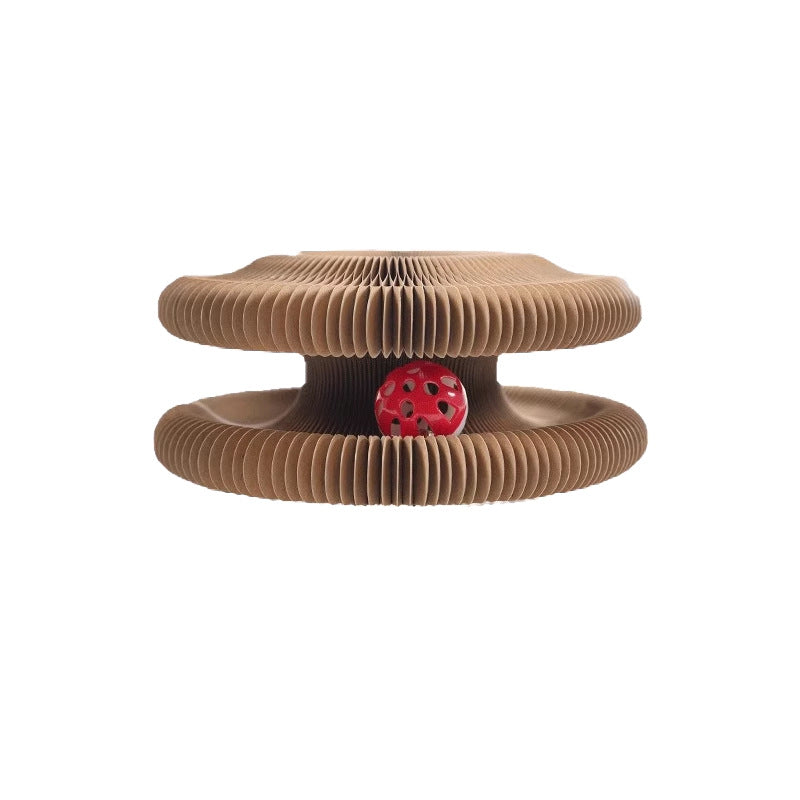 KFX-6737213 Accordion Cat Toy with Scratching Pad and Interactive Bell Ball for Playful Kittens