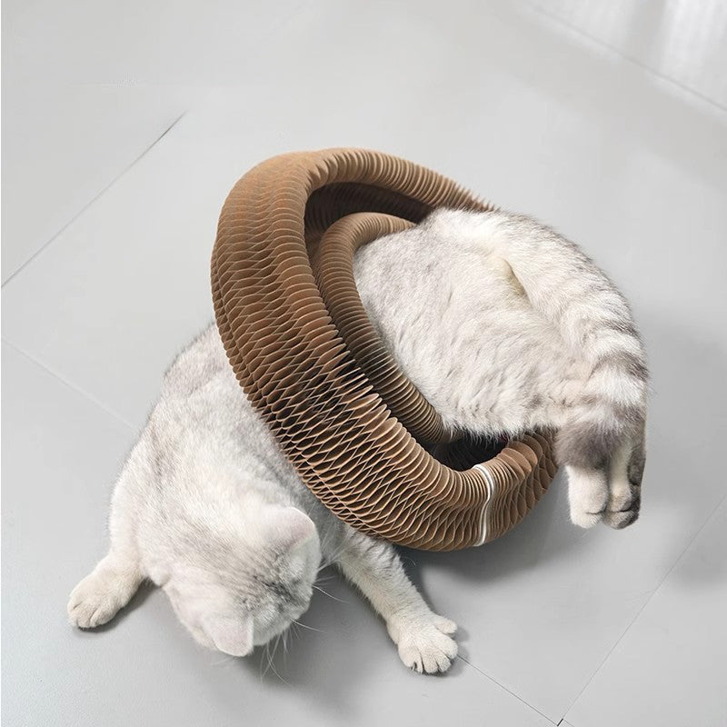 KFX-6737213 Accordion Cat Toy with Scratching Pad and Interactive Bell Ball for Playful Kittens