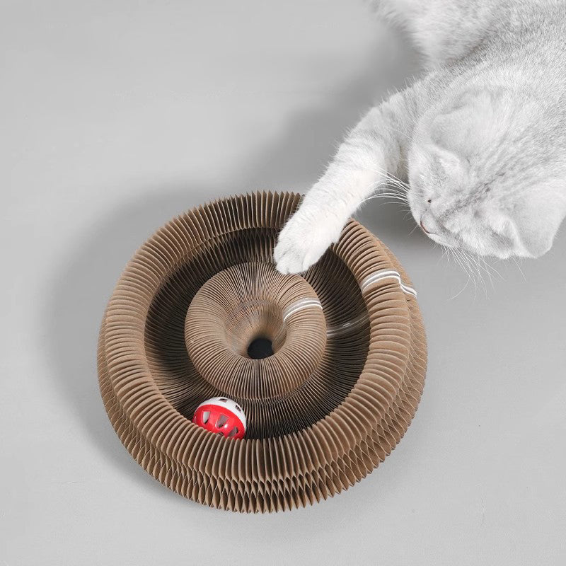 KFX-6737213 Accordion Cat Toy with Scratching Pad and Interactive Bell Ball for Playful Kittens