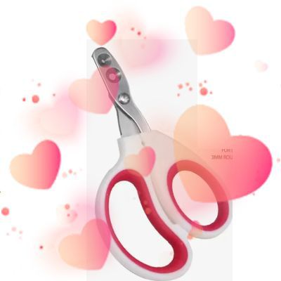 KFX-6737725 Double Hole Blind Scissors for Pet Nail Care - 105mm in Pink, Blue, and Orange