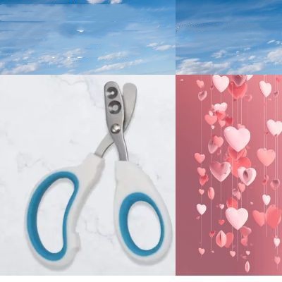 KFX-6737725 Double Hole Blind Scissors for Pet Nail Care - 105mm in Pink, Blue, and Orange
