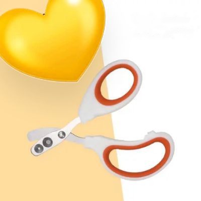 KFX-6737725 Double Hole Blind Scissors for Pet Nail Care - 105mm in Pink, Blue, and Orange