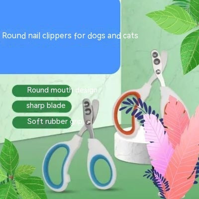 KFX-6737725 Double Hole Blind Scissors for Pet Nail Care - 105mm in Pink, Blue, and Orange