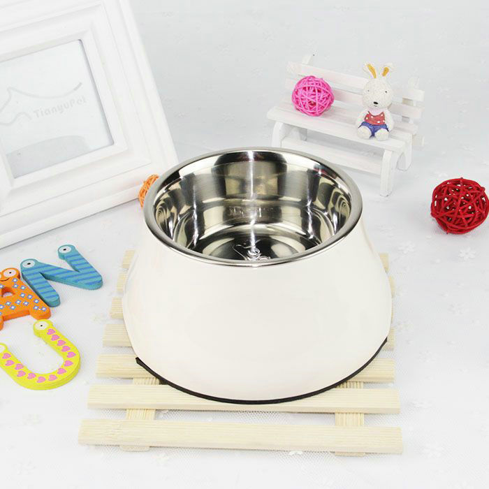 KFX-6739901 Non-slip Melamine and Stainless Steel Pet Bowl with Anti-Slip Design - Available in Multiple Sizes