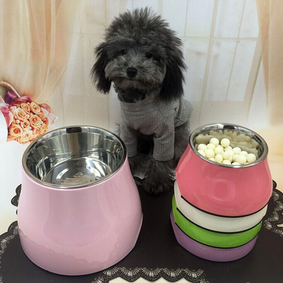 KFX-6739901 Non-slip Melamine and Stainless Steel Pet Bowl with Anti-Slip Design - Available in Multiple Sizes