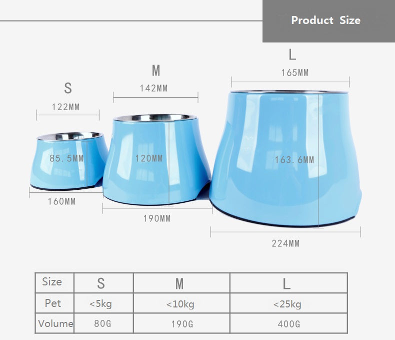 KFX-6739901 Non-slip Melamine and Stainless Steel Pet Bowl with Anti-Slip Design - Available in Multiple Sizes