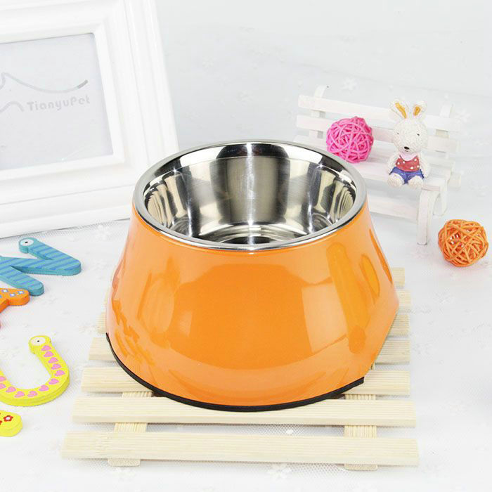 KFX-6739901 Non-slip Melamine and Stainless Steel Pet Bowl with Anti-Slip Design - Available in Multiple Sizes