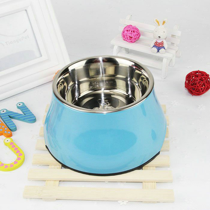 KFX-6739901 Non-slip Melamine and Stainless Steel Pet Bowl with Anti-Slip Design - Available in Multiple Sizes
