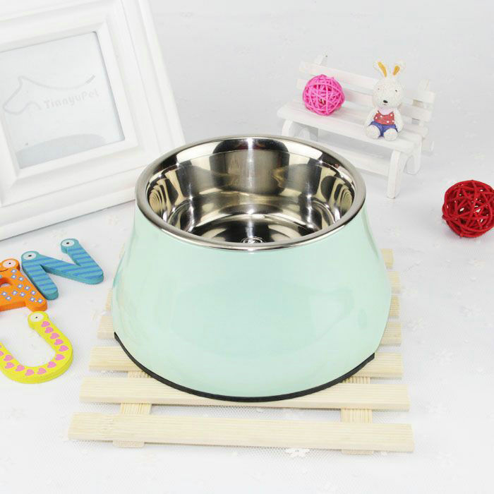 KFX-6739901 Non-slip Melamine and Stainless Steel Pet Bowl with Anti-Slip Design - Available in Multiple Sizes